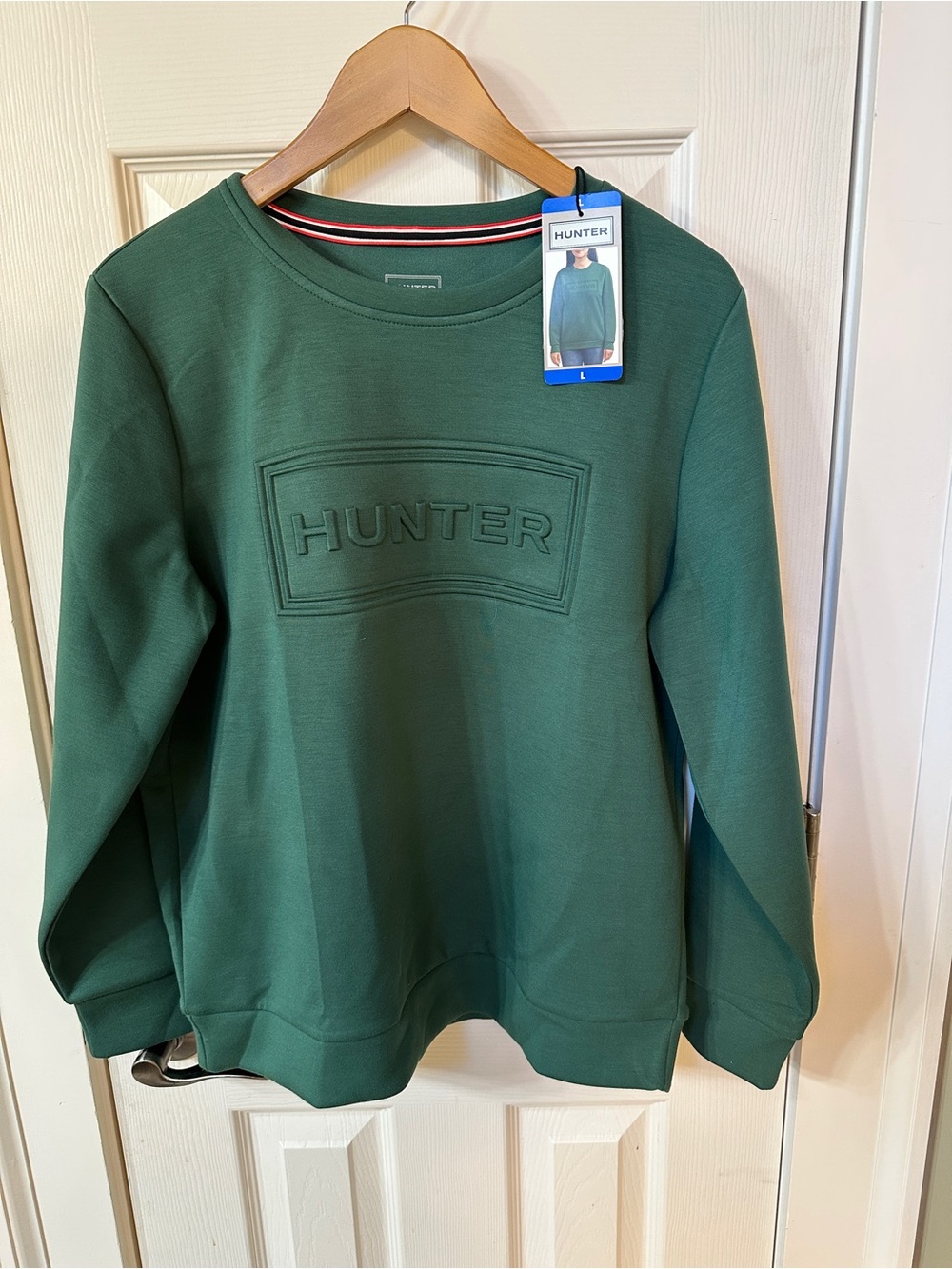 Hunter Brand NWT Logo Green Sweatshirt Fall Winter Classic Preppy Large NEW